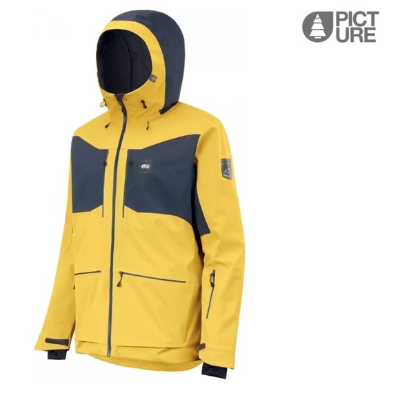 NEW PICTURE Naikoon Bio Hard Shell SKI Jacket Color Safran Yellow Black Blue Lg